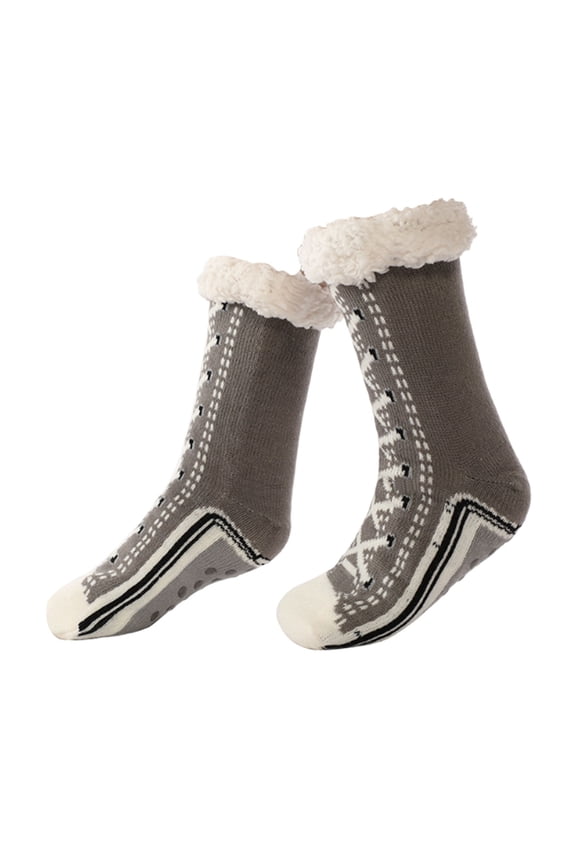 Winter Floor Socks - Extra Thick Fleece Lining for Ultimate Warmth and Comfort, Ideal for Home, Stylish Design, Machine Washable(gray)