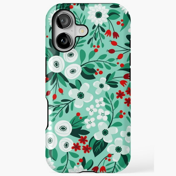 Winter Floral Modern Holiday Festive Seasonal Pattern Tough Phone Case iPhone 17 through 11 Pro Max