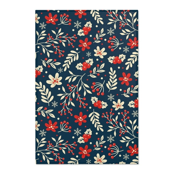 Winter Floral Pattern Design - Area Rug