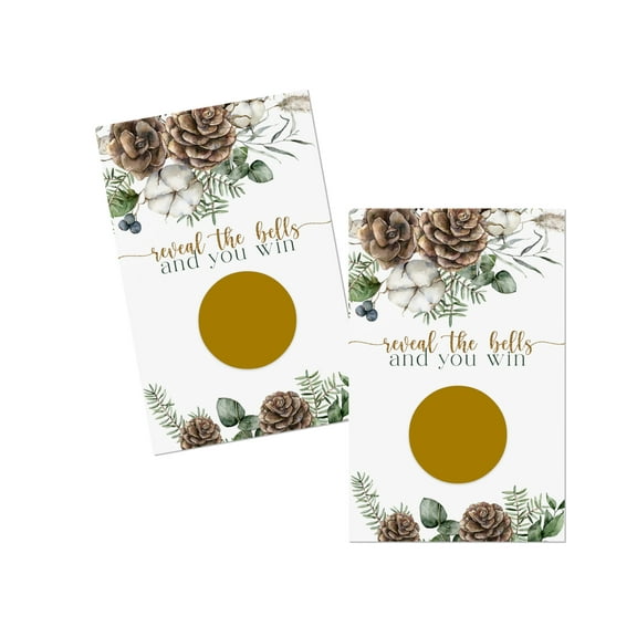 Winter Floral Scratch Off Game Cards (30 Pack) Christmas Party Activity for Adults Holiday Raffle Tickets to Win Prizes Wedding Baby Shower Xmas Events - Greenery and Pine Favors