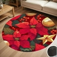 thumbnail image 1 of Winter Flower, Poinsettia, Rowan Tree Round Carpet Living Room Bedroom Home Decoration Coffee Table Mat Lounge Rug Chair Mats, 1 of 5