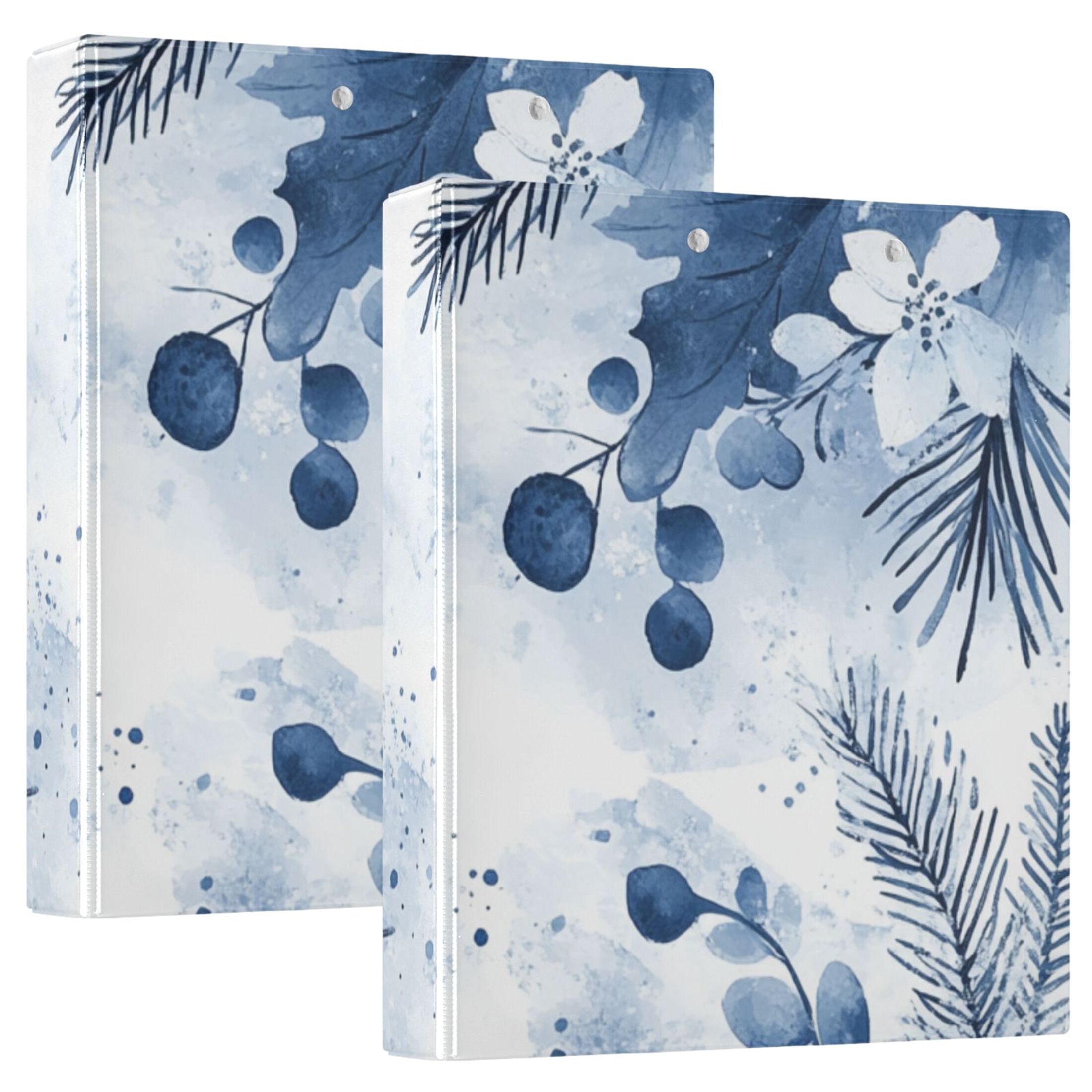 Winter Flowers Floral 3 Ring Binders 1.5 inch Hardcover File Folders with Interior Pockets A4 Size Organizer for School Office Hospital