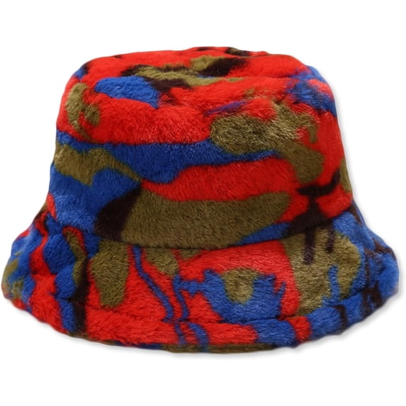 Winter Fluffy Bucket Hat for Women Men Rainbow Letter Pattern Furry Faux Fur Adjustable Plush Fisherman Cap Warm Hat
