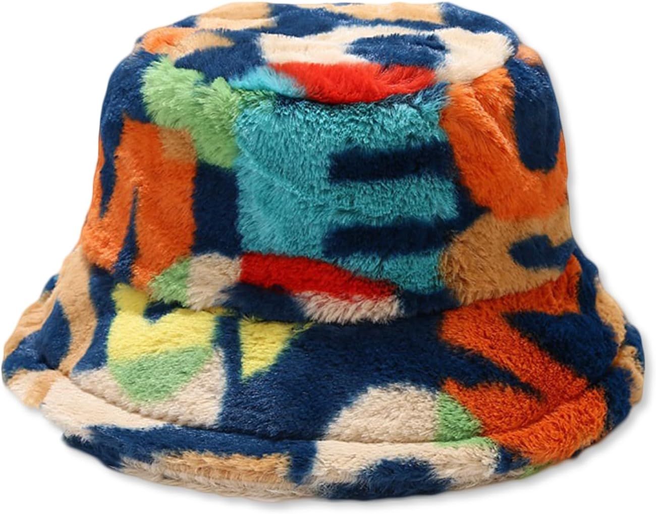 Winter Fluffy Bucket Hat for Women Men Rainbow Letter  display picture 3