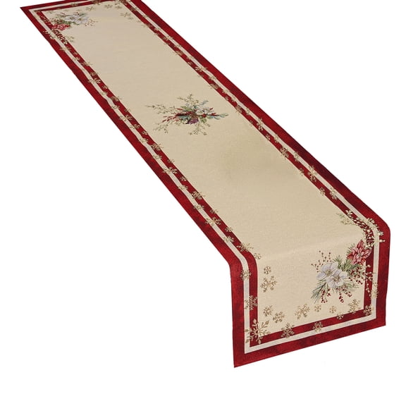Winter Foliage Snowflake Table Runner, Christmas, Holiday, Washable Fabric Table Linens