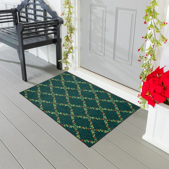 Winter Foliage Welcome Washable Mat 24"x 36"