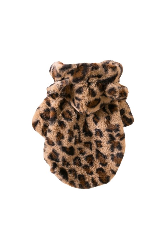 Winter For : Warm Hood Leopard Pattern Coat Jacket For French And Small Dogs. In Words It's The Same.