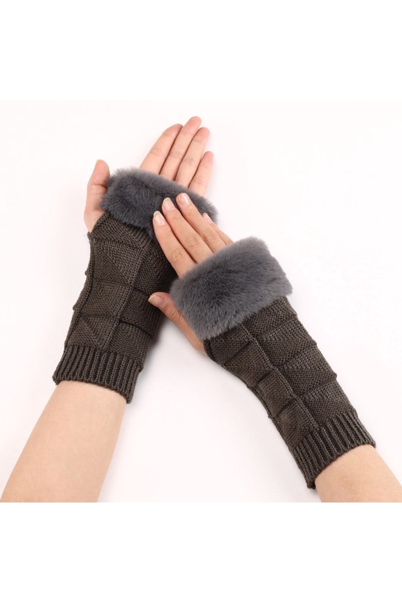 Winter For Women Thermal Windproof Elastic Touchscreen Compatible Warm Knit Mittens, Dark Gray