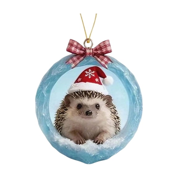 Winter Forest Animal Christmas Decor - Ice Crystal Cave 2D Acrylic, Snowflake Accents, Lightweight Easy Hang Ornaments, F