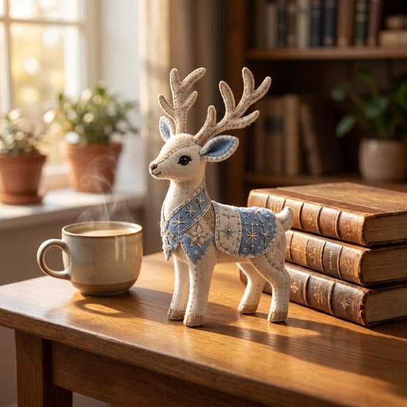 Winter Forest Animals Diy Patchwork Kit,Pre Cut Felt Animal Sewing Kit,3D Stuffed Creature Craft Set,Mythical Creature Felt Applique Kits with Pre-Cut Materials,Handmade Felt Craft Kit Decor