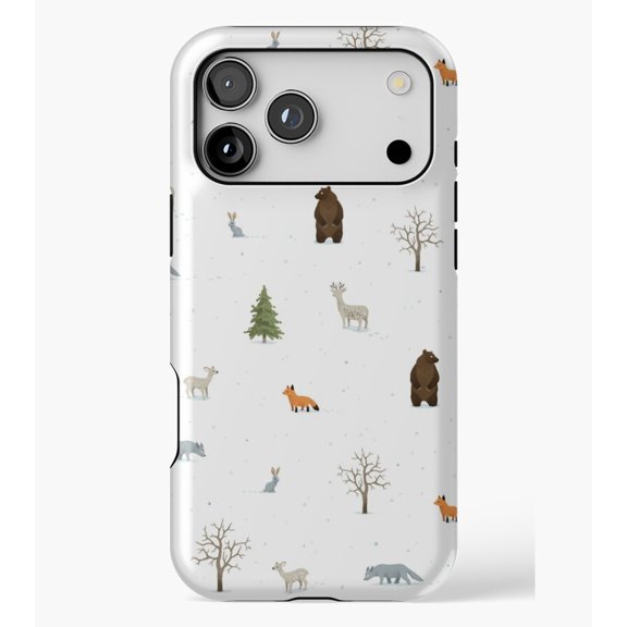 Winter Forest Animals Pattern M2686, Protective Case for iPhone 17 16 15 14 13 12 11 Pro Max – Modern Unisex Style