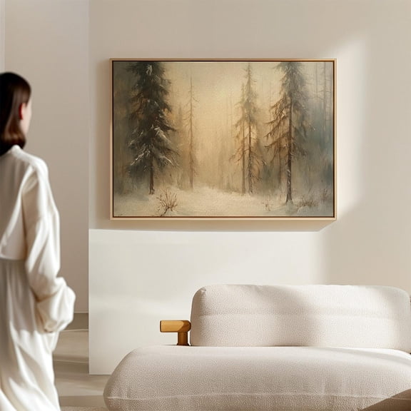 Winter Forest Art - Serene Snowy Landscape With Pine Trees, Peaceful Woodland Wall Decor For Nature Lovers Wall Art, Modern Wall Decor, 8x12 UNFRAMED