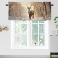 thumbnail image 1 of Winter Forest Deer Kitchen Curtain Valances Wild Animal Elk Snowy Tree Forest Rustic Window Valance for Bedroom Bathroom Living Room Dining Room Valances Set 54 by 18 in, 1 Panel, 1 of 6