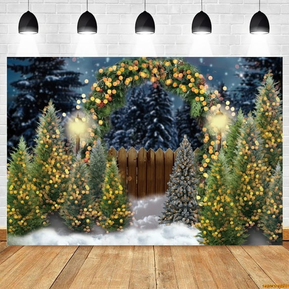 Winter Forest Glitter Lights Pine Tree Backdrop Outdoor Snow Sce Kid Portrait Birthday Xmas Party Photography Background r