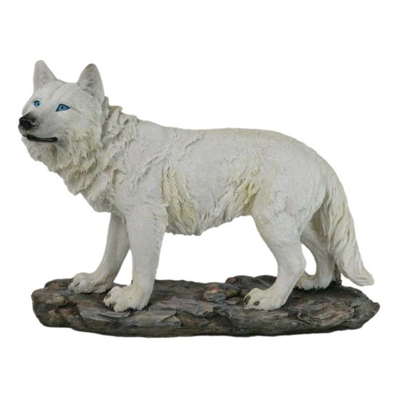 Winter Forest Hunter Tundra Snow White Albino Wolf On The Prowl Figurine 11.5"L