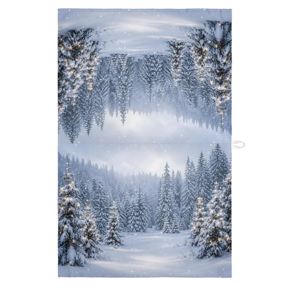 Winter Forest Kitchen Towels Dish Towel Pack of 1 Country Snow-covered Evergreen Trees Soft Dish Cloth Set Absorbent Dishcloth for Drying Dishes, Hand Towels 18 x 28 Inches