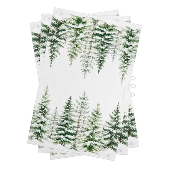 Winter Forest Kitchen Towels Dish Towel Pack of 3 Snow Green Trees Landscape Rustic Cottagecore Soft Dish Cloth Set Absorbent Dishcloth for Drying Dishes, Hand Towels 18 x 28 Inches