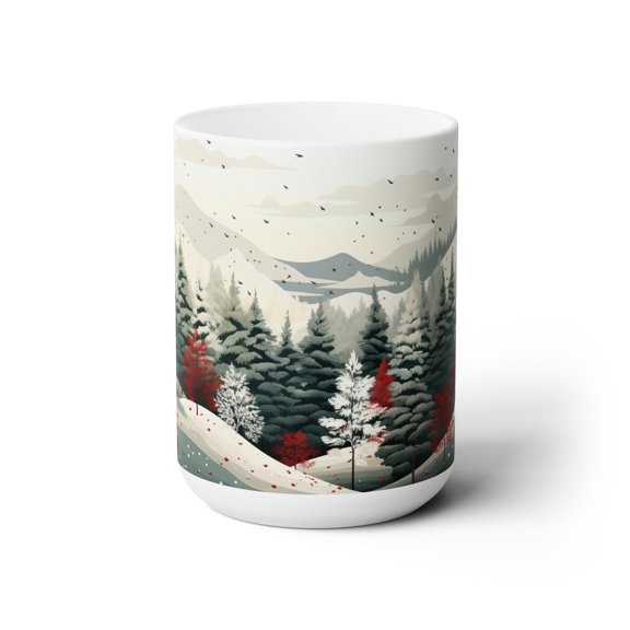 Winter Forest Mug Ceramic Pine Tree Coffee Cup