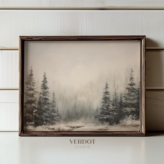 Winter Forest Neutral Rustic Trees Wall Art Poster