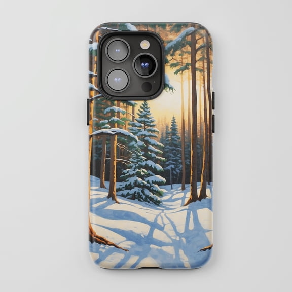 Winter Forest Path For All iPhone Series Tough Phone Case Painting