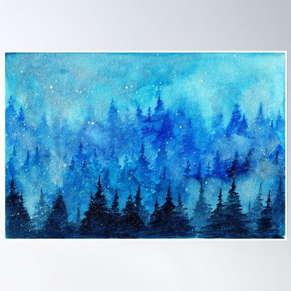 Winter Forest Poster Wall Art, Modern Wall Decor, 24x36 UNFRAMED