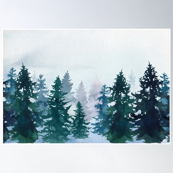 Winter Forest Poster Wall Art, Modern Wall Decor, 8x12 UNFRAMED