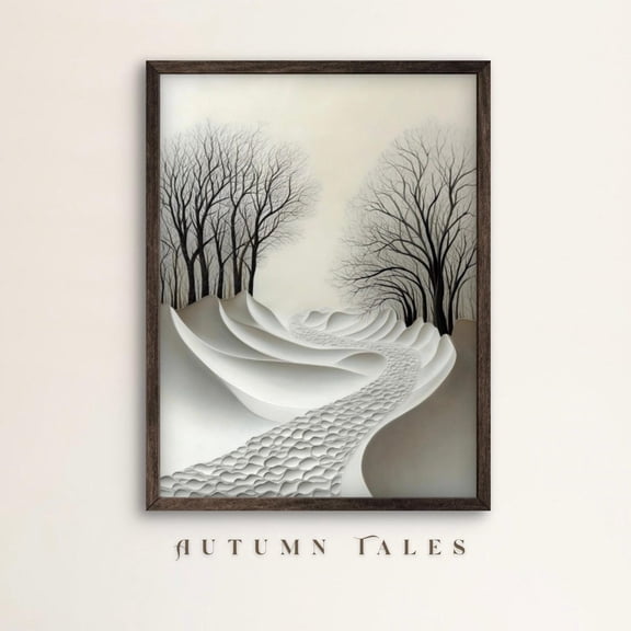 Winter Forest Poster Wall Art Surreal Minimalist Print Black And White Snow Landscape Modern Decor Home Decor, 16x24 UNFRAMED