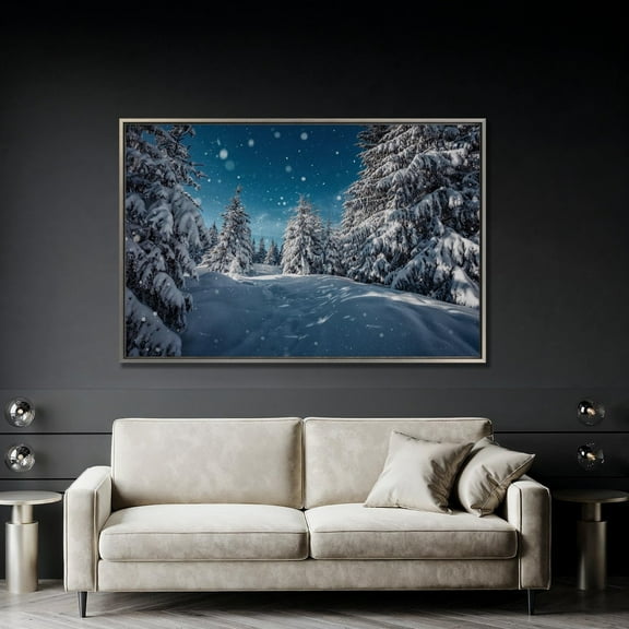 Winter Forest Print Snowy Pine Tree Landscape Wall Art Poster Decor For Living Room Bedroom, Unframed Poster Size 16x24