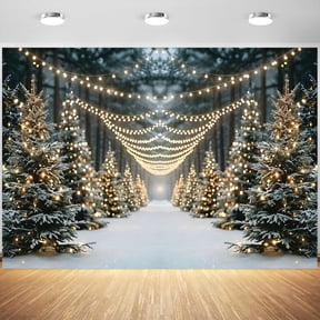 Winter Forest Snowy Tree Christmas Backdrop, Photo Background Banner5X3 ft
