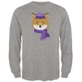 thumbnail image 1 of Winter Fox Heather Grey Adult Long Sleeve T-Shirt, 1 of 1