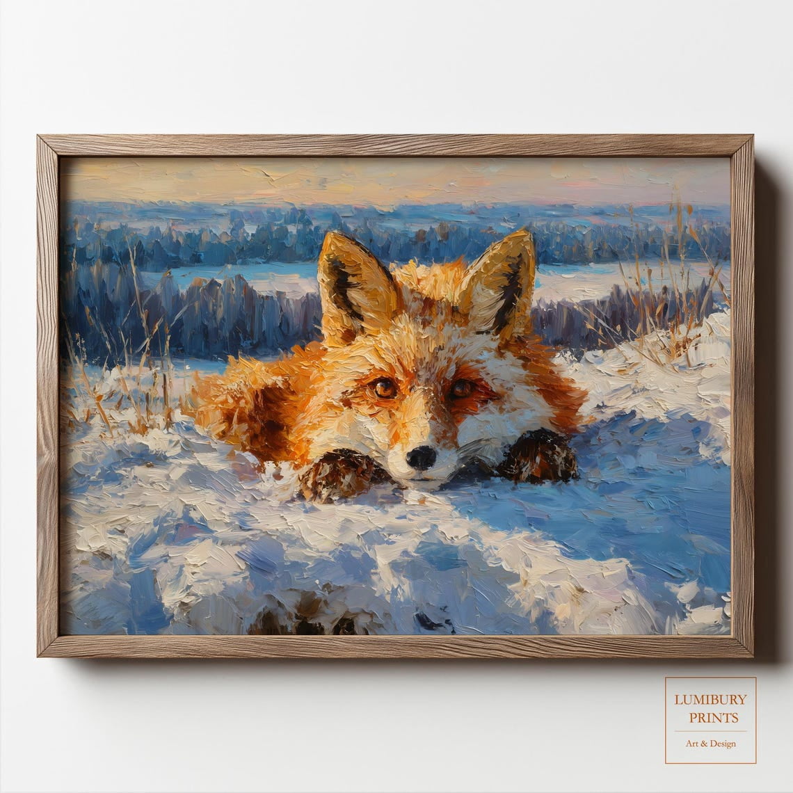 Rustic Fox Image Winter Fox Wall Art, Snow Fox, Rustic Animal Decor, Impasto Wall Art ...