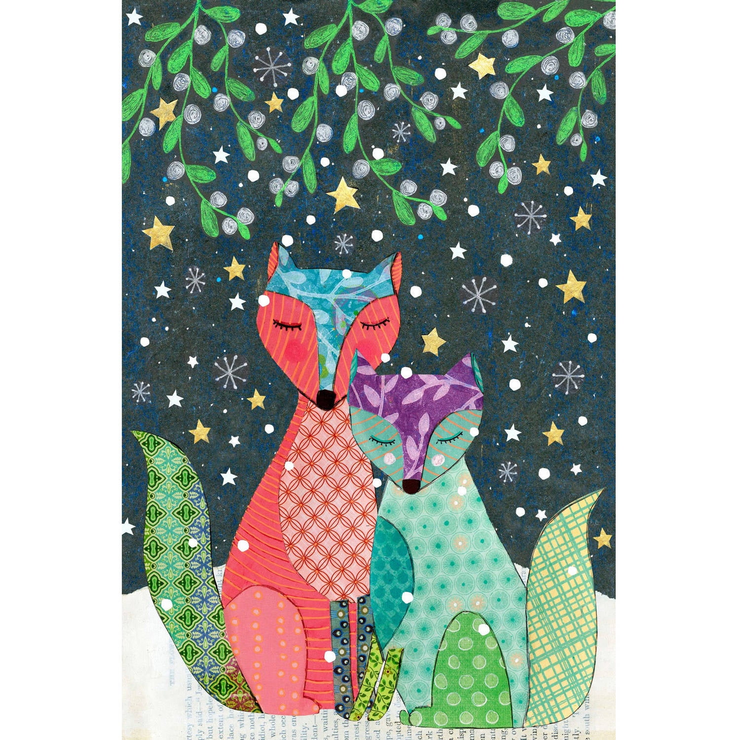 "Winter Foxes" Painting Print on Wrapped Canvas