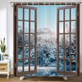 thumbnail image 1 of Winter French Window Shower Curtain Beautiful Nature Snowy Scenery Shower Curtain Winter Forest Lake Scenery Waterproof Bathroom Decor Polyester Fabric Curtain Sets with 12 Hooks, 72x72 Inch, 1 of 6