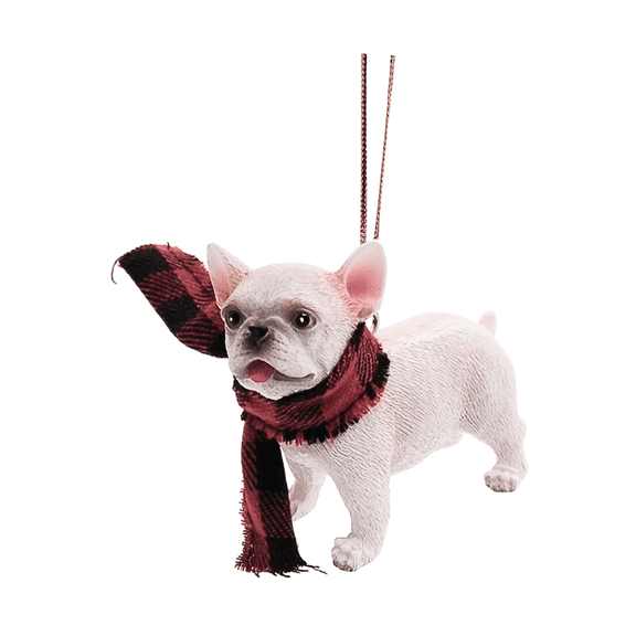 Wowser Winter Frenchie with Scarf Christmas Ornament - 2.5 inch Holiday Tree Decor