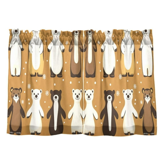 Winter Friends Kitchen Curtains Tier Set 27x36 Inch 2 Panels Semi Sheer Light Filtering Privacy UV Protection