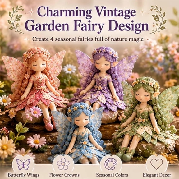 Winter Frost Fairy Patchwork DIY Sewing Kit, Handcrafted Fabric Craft Set with Pre-Cut Shapes, Embroidered Details & Whimsical Silhouettes (Winter Frost)