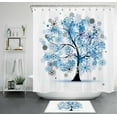 thumbnail image 1 of Winter Frost Shower Curtain with Abstract Tree and Blue Ice Crystal Snowflakes, 1 of 5