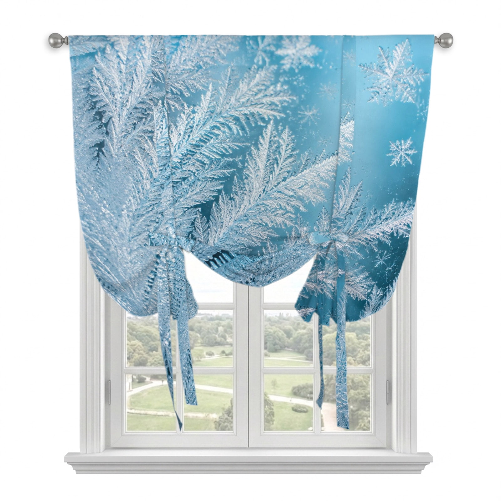 Winter Frost Tie Up Curtains for Window, Thermal Insulated Balloon ...
