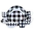 thumbnail image 1 of Winter Frost White, Black Modern Kitchen Dinnerware Sets, Indoor and Plates, 16-Piece Plaid Kitchen Plates and Bowls Set with Mugs, Dishwasher Safe, 1 of 7