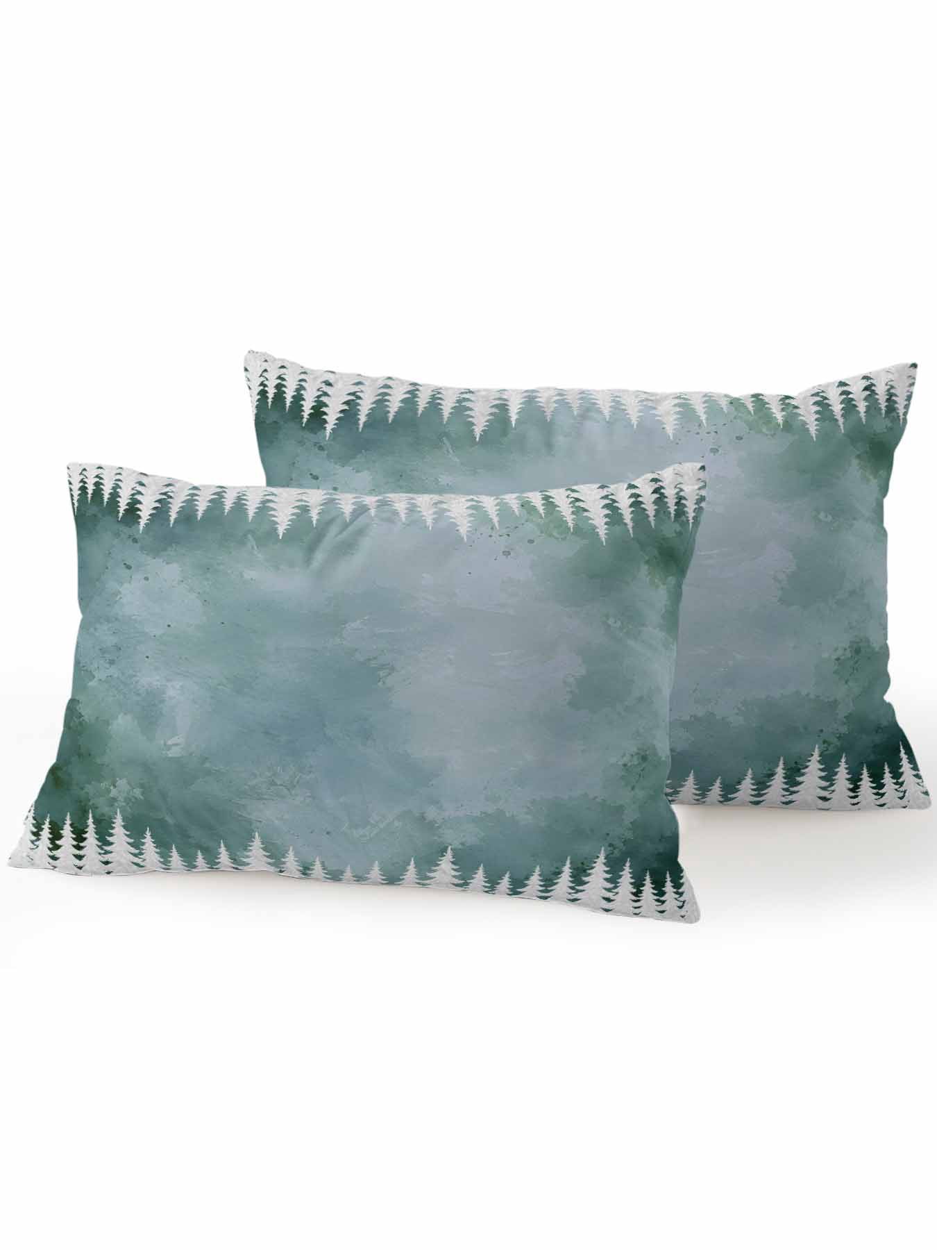 Winter Frosty Scene Outdoor Throw Pillows with Inserts Set of 2, 12
