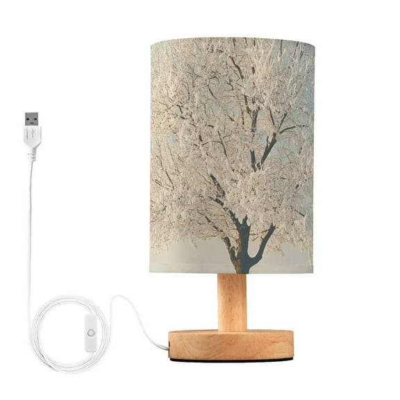 Winter Frosty Snow Tree Table Lamp with USB Port LED Warm Light Lamp Night Light Home Decor