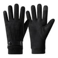 thumbnail image 1 of Winter Full Finger Gloves, Winter Gloves with Wool Lining for Men Women, Touchscreen Waterproof Windproof Gloves Cold Weather Warm Thermal Gloves for Hiking Cycling Skiing Running(Black,9.4x3.9"), 1 of 9