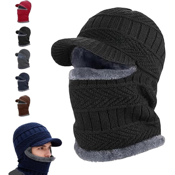 Winter Fullguard Beanie – Full Coverage Fleece Hat with Face Cover for Men Women, Warm Knitted Hat for Cold Weather, Thickened Windproof