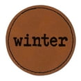 thumbnail image 1 of Winter Fun Text 2.5" Faux Leather Round Engraved Iron-On Patch - Brown, 1 of 6