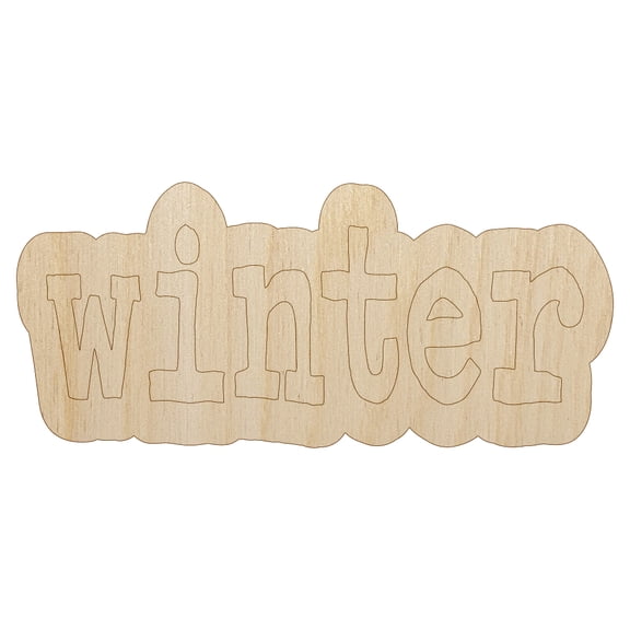 Winter Fun Text Wood Shape Unfinished Piece Cutout Craft DIY Projects - 6.25 Inch Size - 1/8 Inch Thick