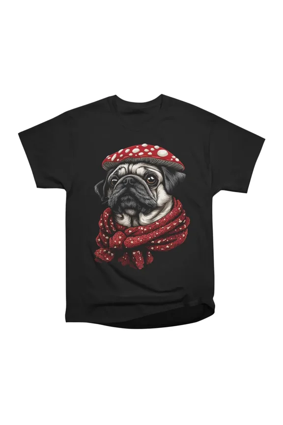 Winter Fungi Pug T-Shirt Tee Gift For Him Merch For Her Apparel For Friend