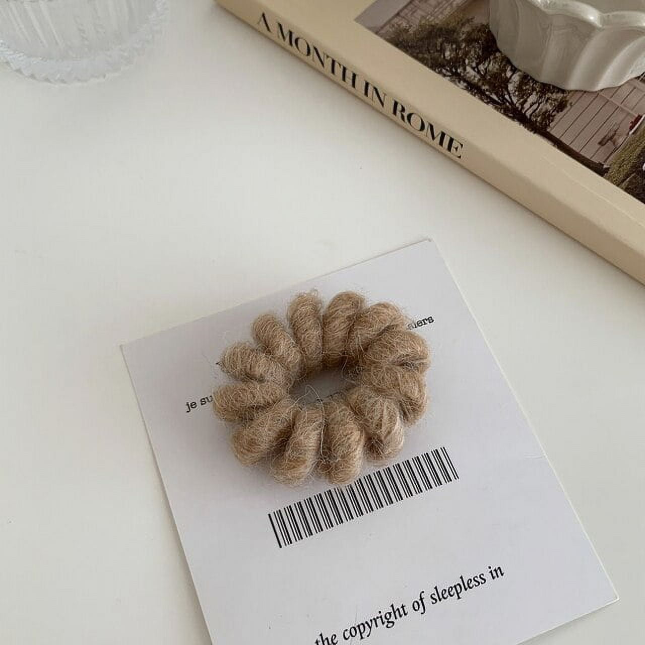 Winter Furry Chenille Telephone Wire Hair Tie Large Size Spiral Shape Rubber Elastic Hair Band 5742