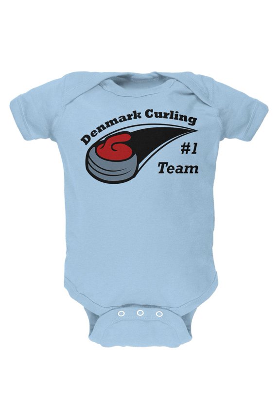 Winter Games Curling Team Denmark Soft Baby One Piece Light Blue 3-6 M