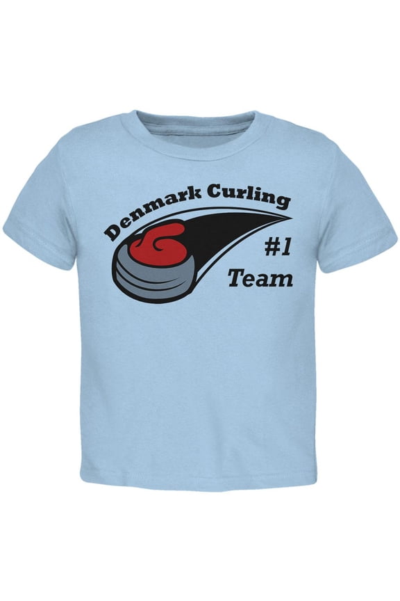 Winter Games Curling Team Denmark Toddler T Shirt Light Blue 2T