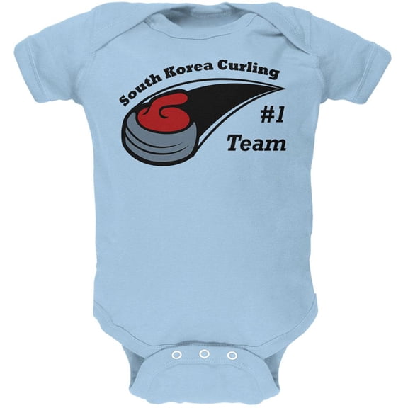 Winter Games Curling Team South Korea Soft Baby One Piece Light Blue 3-6 M